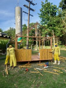 Presépio em construção em Itacoatiara
